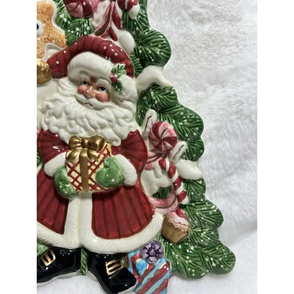 Fitz & Floyd 2D Santa Christmas Tree‎ Plate Gifts Home Decor